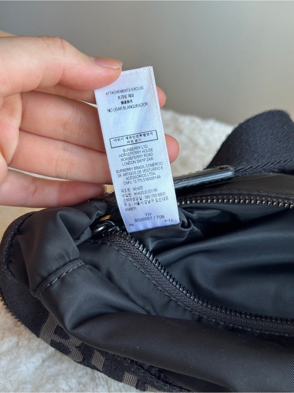 Burberry Beige Check Canvas and Black Logo Belt Bag - Picture 10 of 15
